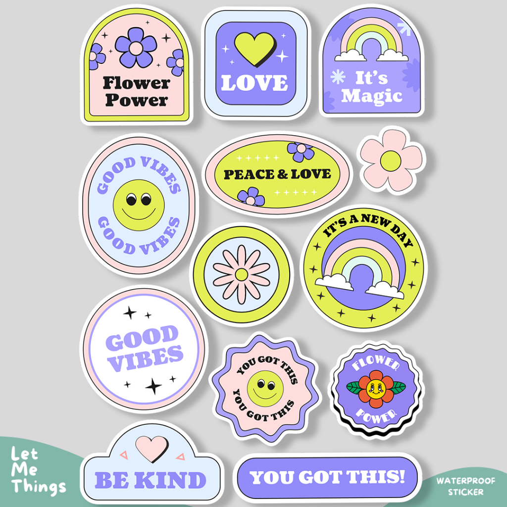 Sticker Aesthetic lucu anti air || Stiker helm case hp laptop tumblr cermin