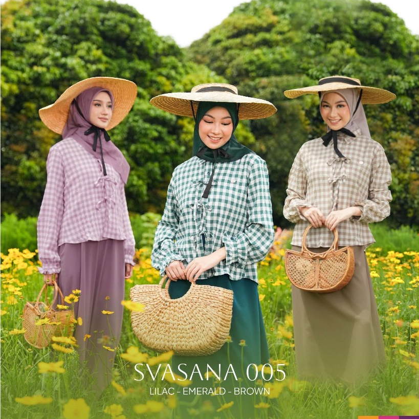 Nibras Svasana 005 Ungu Lilac Biru Tosca Emerald Coklat Baju Gamis Muslimah Remaja Dewasa Syari Polo