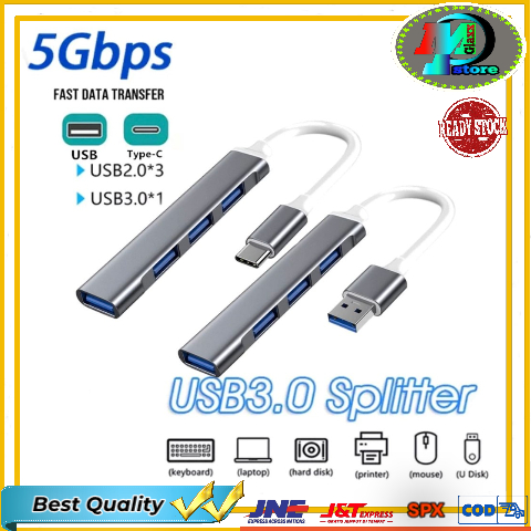 USB HUB 3.0 4 port Aluminium  / TYPE  C HUB 3.0 4 port Aluminium