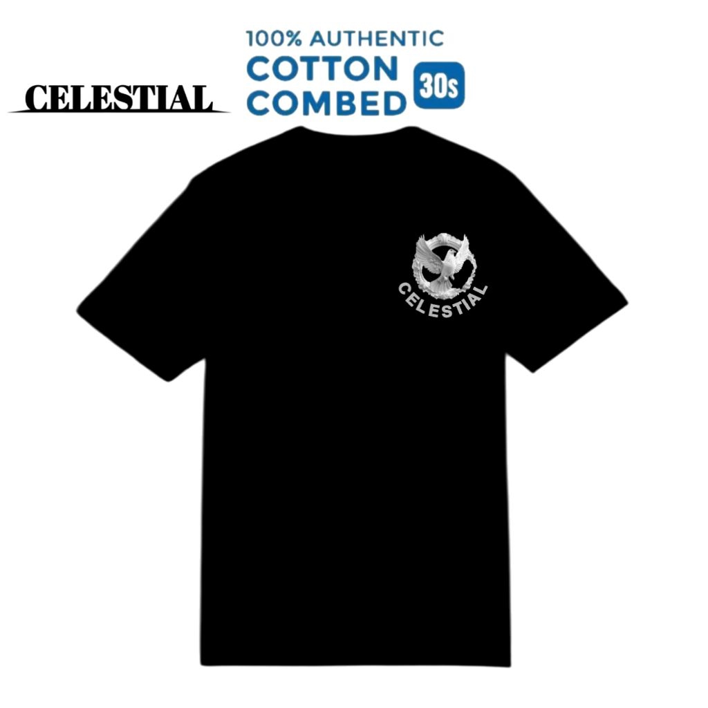 Kaos cotton combat 30S lengan pendek pria gambar merpati putih atau burung suci celestial unisex pre