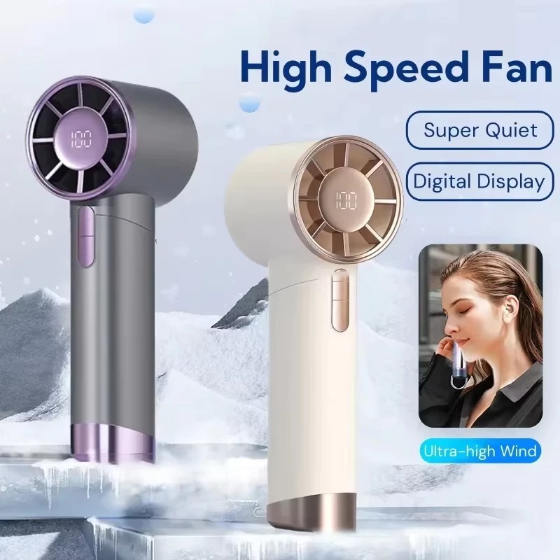 Kipas Angin Portable Turbo Mini  100 Super Speed Bahan Logam Angin Super Kencang LED Display