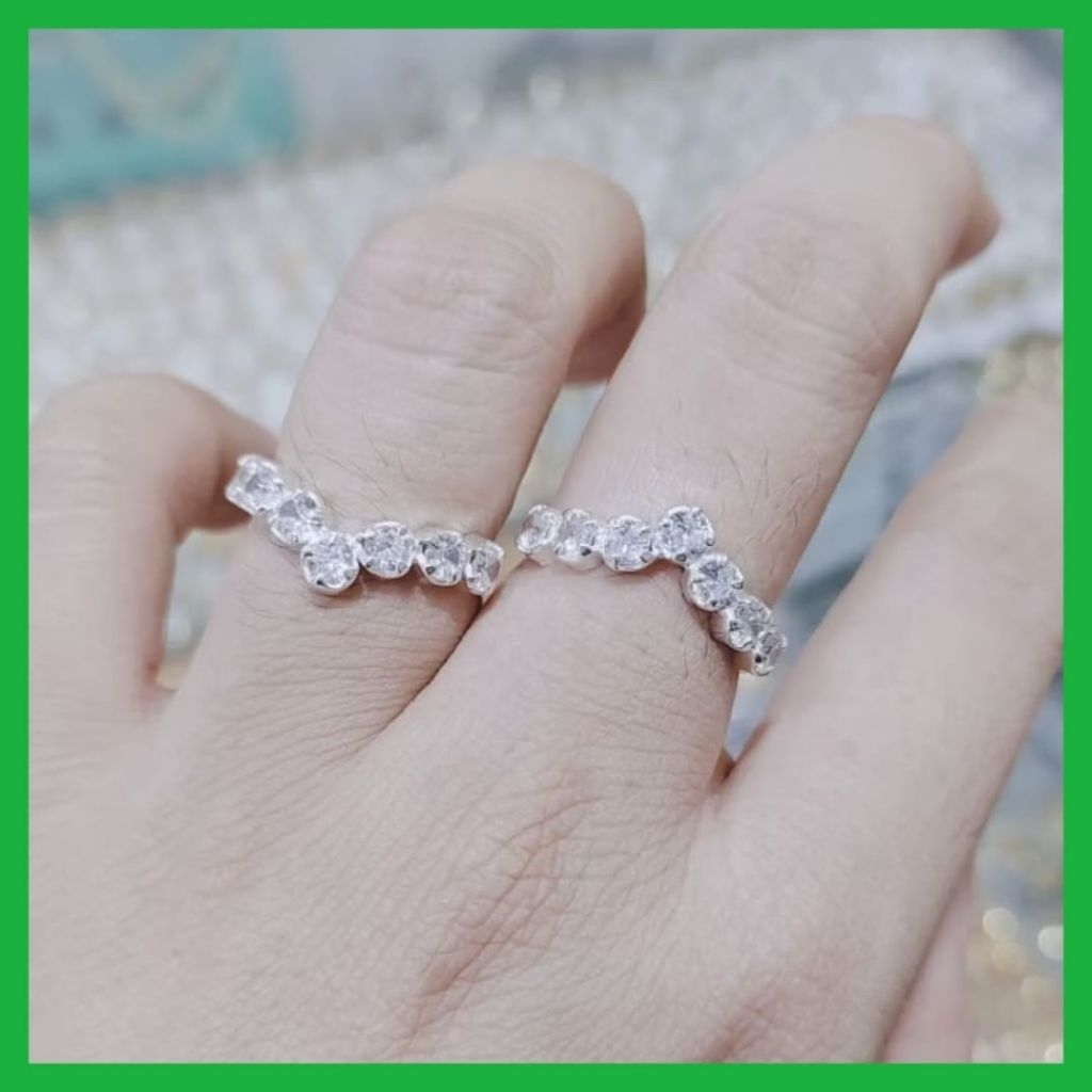 Cincin Perak Asli 99,9% Model V Victory Fuji - Cincin Perak Murni