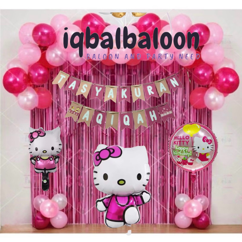PAKET DEKORASI AQIQAH ANAK PEREMPUAN TEMA HELLO KITTY PINK