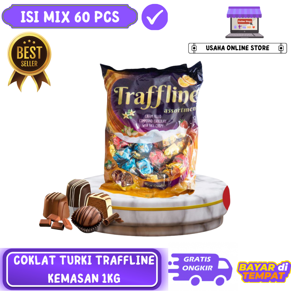 COKLAT TURKEY TRAFFLINE MIX KEMASAN 1KG ISI 60PCS I COKLAT ARAB I OLEH OLEH HAJI DAN UMROH I COKLAT 