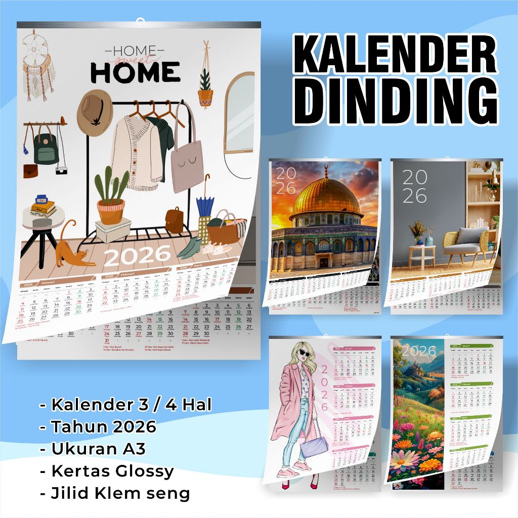 Kalender dinding - wall callendar - kalender gantung 2026, Kalender aesthetic