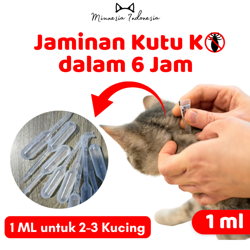 Miunesia obat kutu kucing anjing tetes tengkuk 1 ml aman terjilat kitten dan menyusui