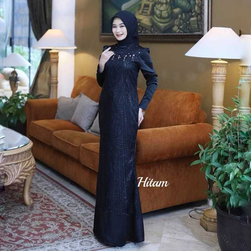 Tiara dress kondangan muslimah gamis brukat simple elegan mewah wanita muslim