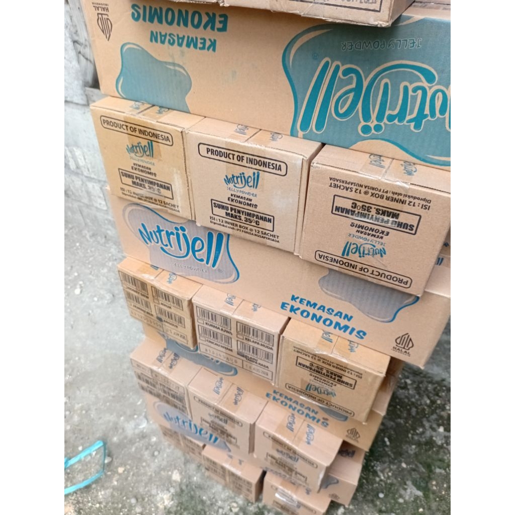 ( HARGA GROSIRAN ) 1 DUS /12 BOX NUTRIJELL EKONOMIS RASA BUAH, CINCAU HITAM,  KELAPA MUDA