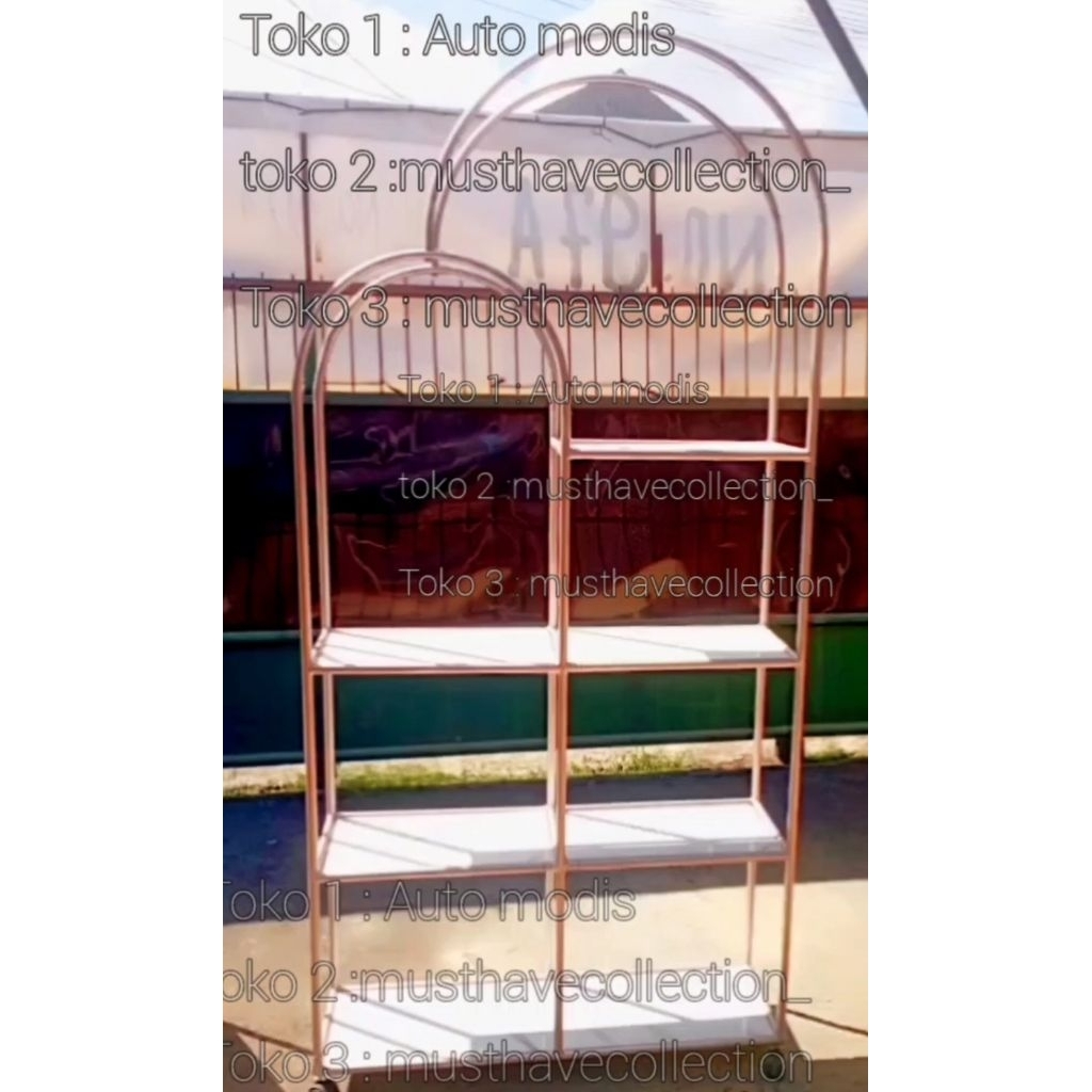 GAWANG JUMBO GAUN WEDDING DRESS BESI KUAT 100 KG PANJANG 2 METER EMAS KONTAINER STOCK BOX LACI LEMAR