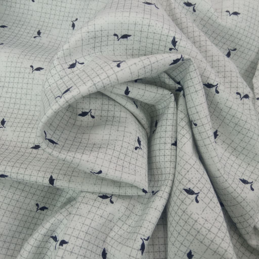 KAIN KATUN GIZA SUPER FINE BUNGA KECIL BERJARAK DASAR PUTIH