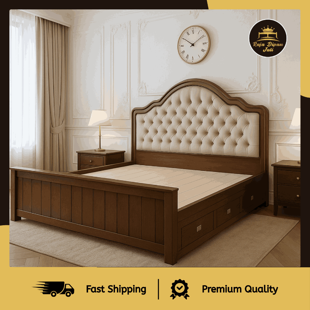 Dipan Sandaran Spon Busa Dipan Jati Laci Divan Kasur Headboard Mewah Ranjang Tempat Tidur