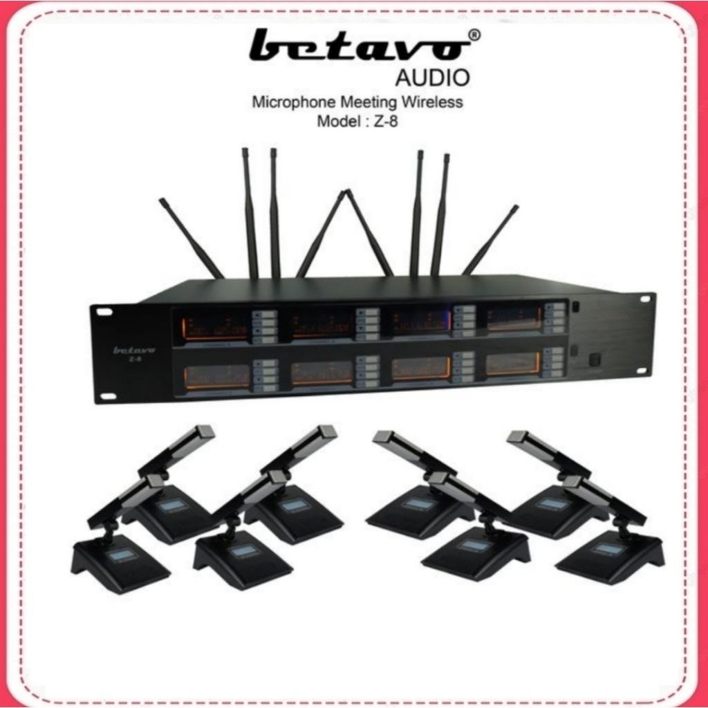 Mic Wireless Conference Betavo Z-8 Original ( 8 Unit Mic Wireless Podium / Meja )