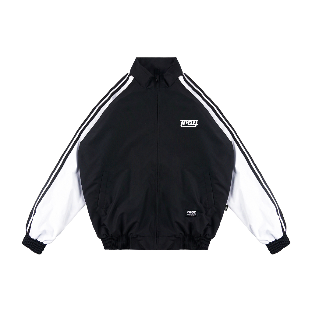 Troy Company Jacket Tracktop Black White Fast - Jaket Tracktop Hitam Putih JTT 3314