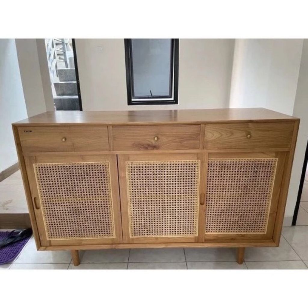 Cabinet bufet tv mix rotan cabinet lemari tv storage bifet tv jati mix rotan bufet minimalis kayu ja