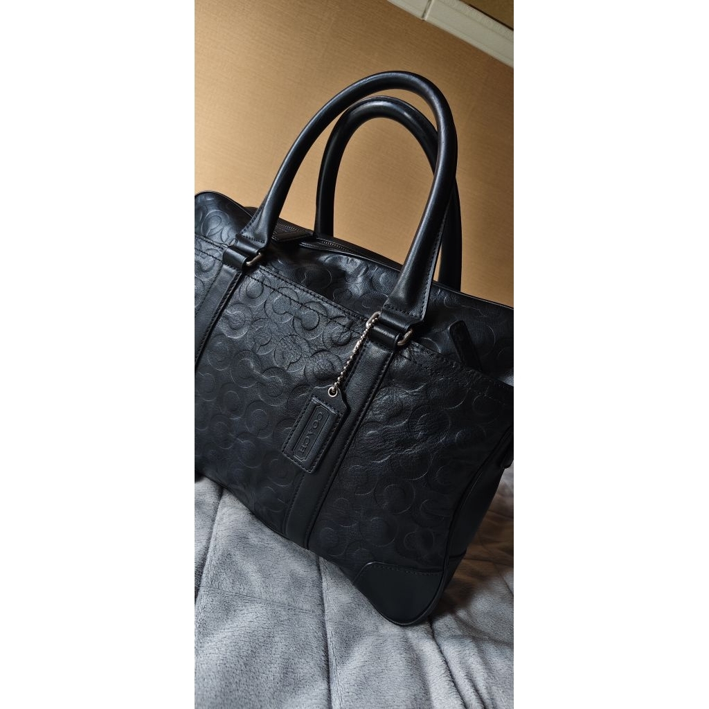 tas coach briefcase leather