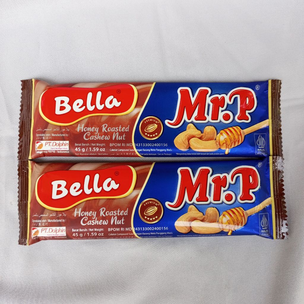 Bella Mr. P Cokelat Batang Honey Roasted Cashew Nut 45g
