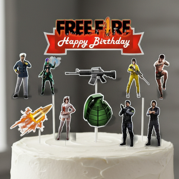 TOPPER CAKE ULANG TAHUN / HIASAN KUE FREE FIRE