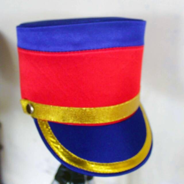 Topi Marching Band Merah Biru Gold