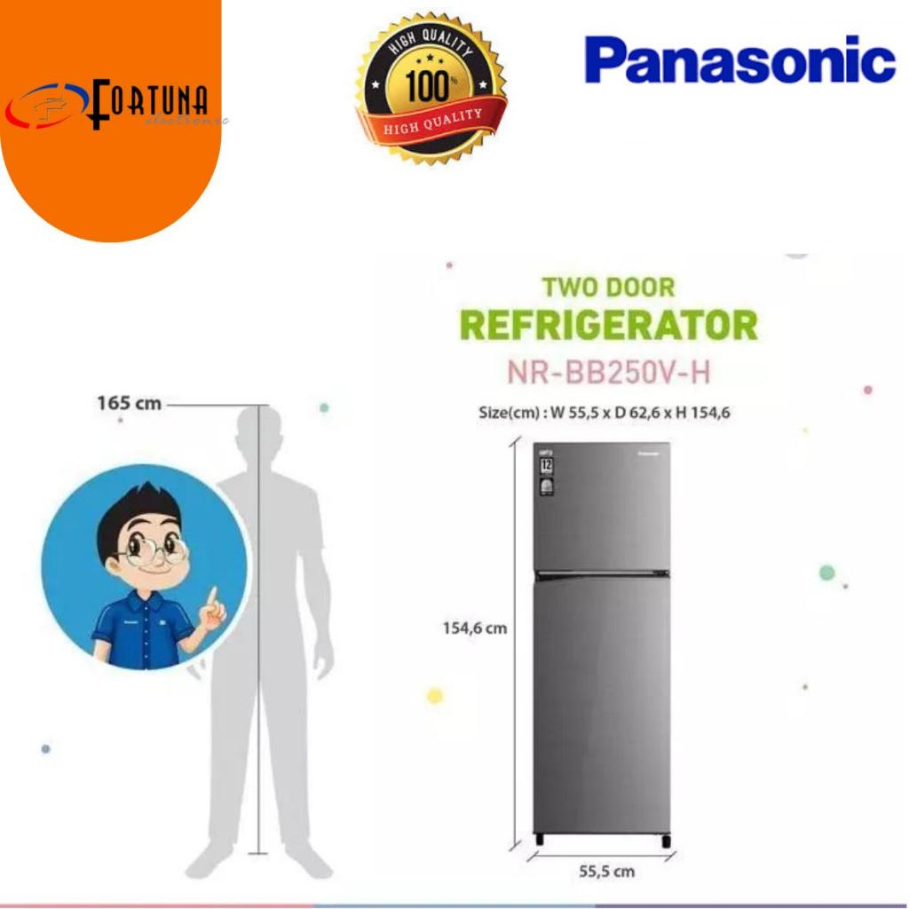 Kulkas 2 pintu Panasonic Inverter Eco Navi Hemat watt - Low Watt NR-BB210V-H  / NR-BB250V - H Garans