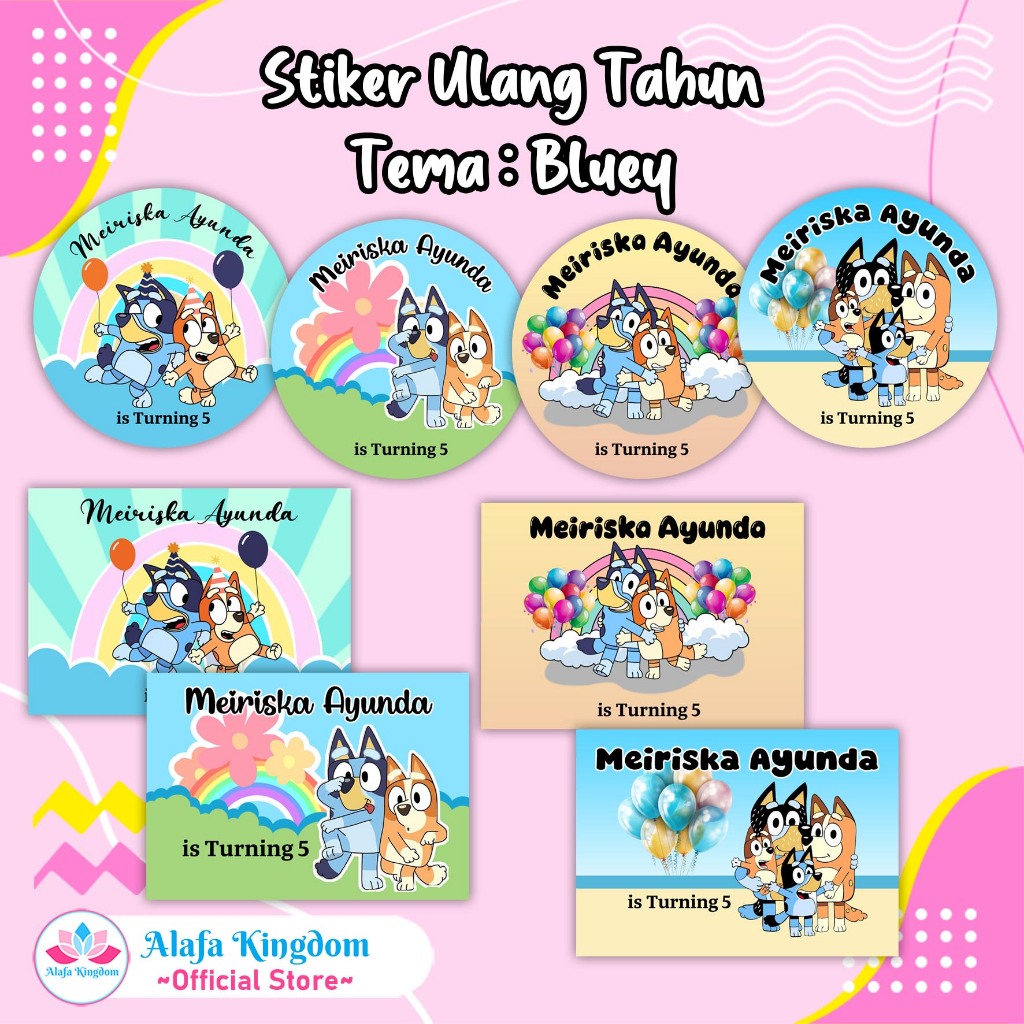 alafakingdom Stiker Ulang Tahun Tema Bluey