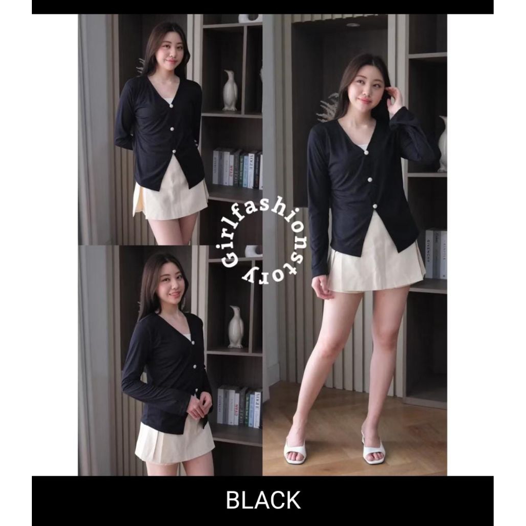 MYSTAR JADE LONGSLEEVE BLOUSE - BAHAN RIB - KOREAN FASHION