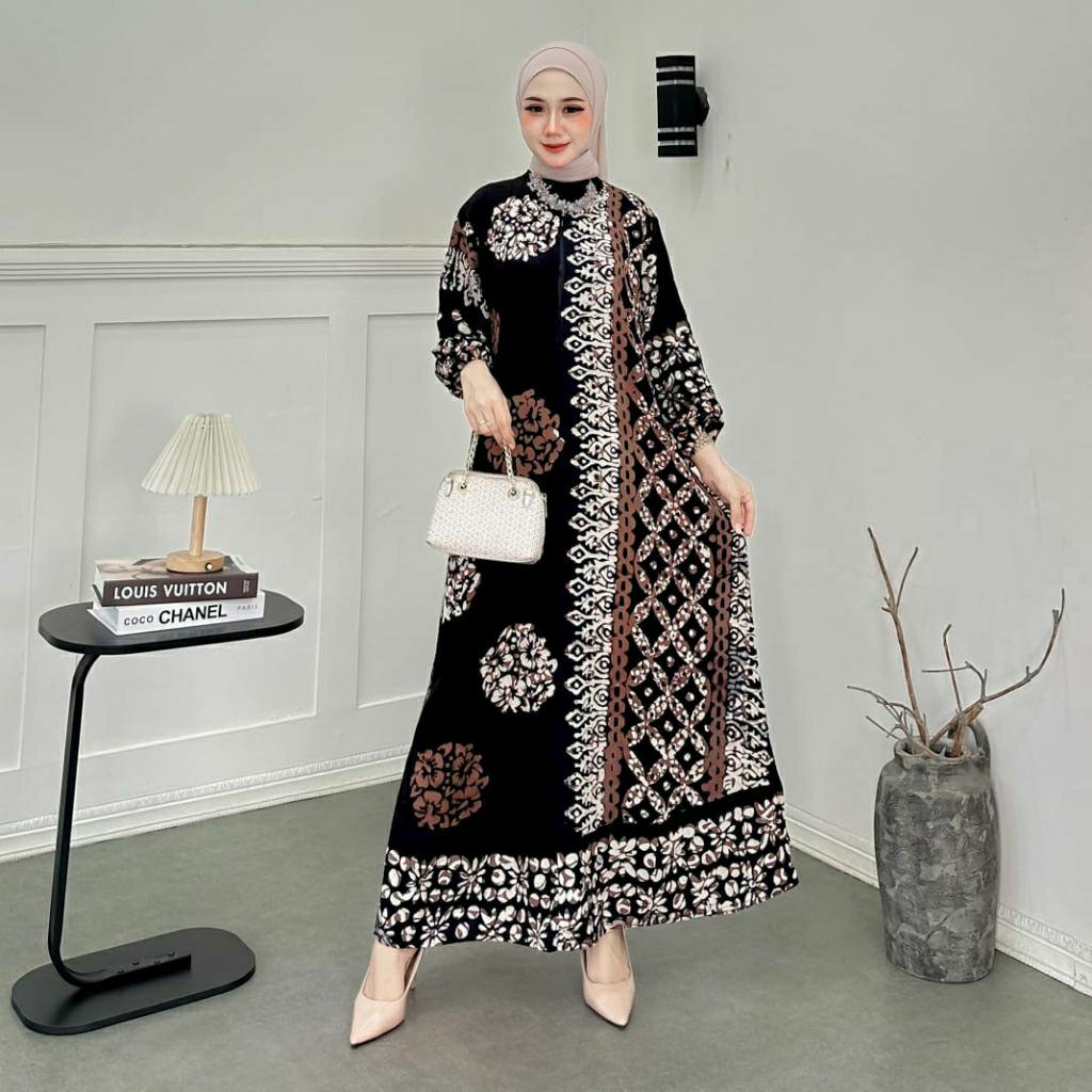 Gamis Batik CAP Barpin stdr  *Model Klok Rempel * Ld. ±110 Pb. ±130-133 Model Klok Rempel  Busui, Ka