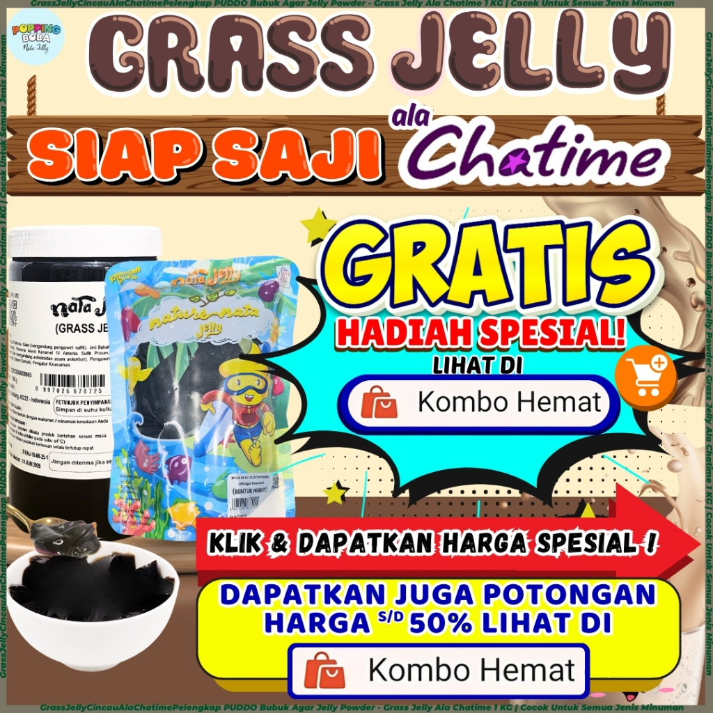GrassJellyCincauAlaChatimePelengkap PUDDO Bubuk Agar Jelly Powder - Grass Jelly Ala Chatime 1 KG | C