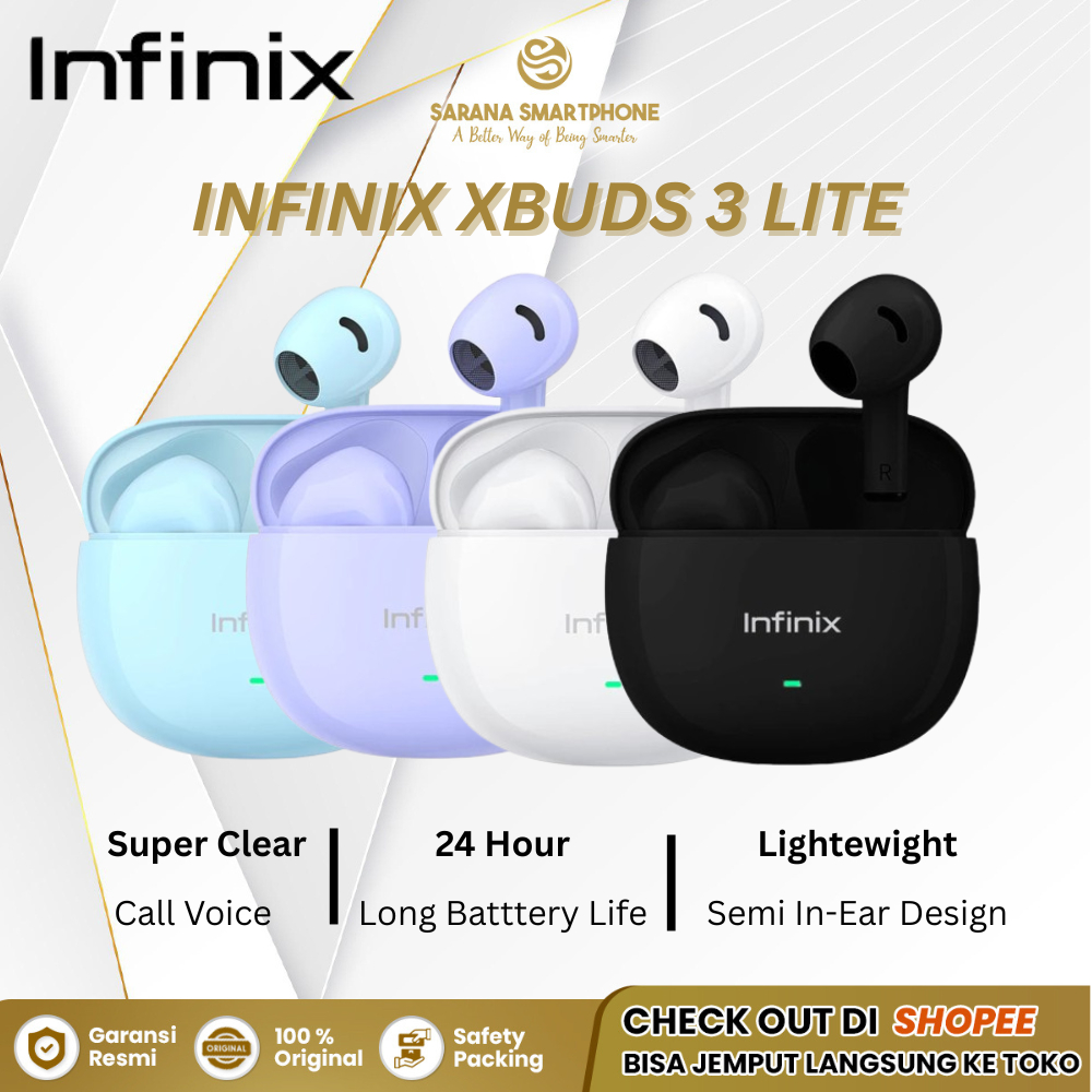 Infinix Xbuds 3 Lite Original TWS Earbuds Wireless Bluetooth Headset Gaming Bass