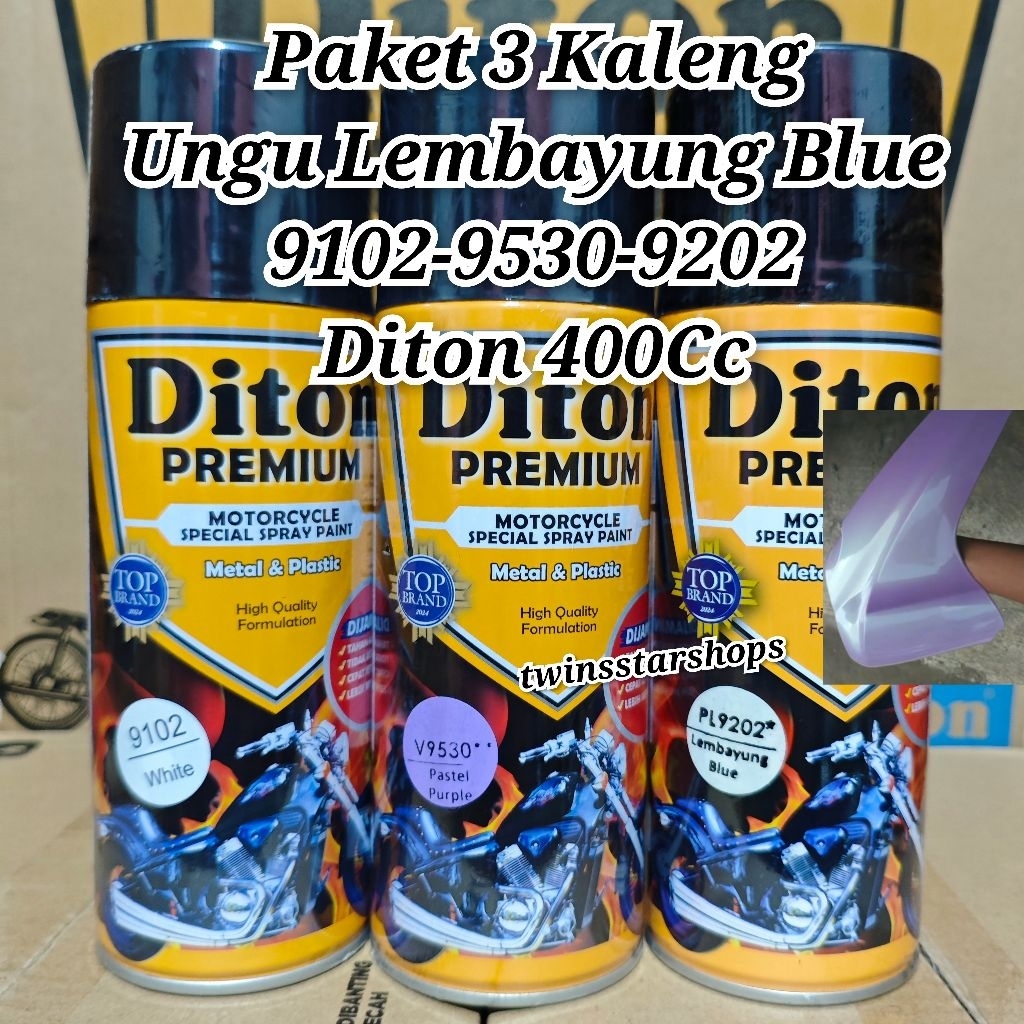 Pilok Pylox Cat Diton Premium Paket 3 Kaleng Ungu Lembayung Blue 9202 Pastel Purple 9530 Putih White