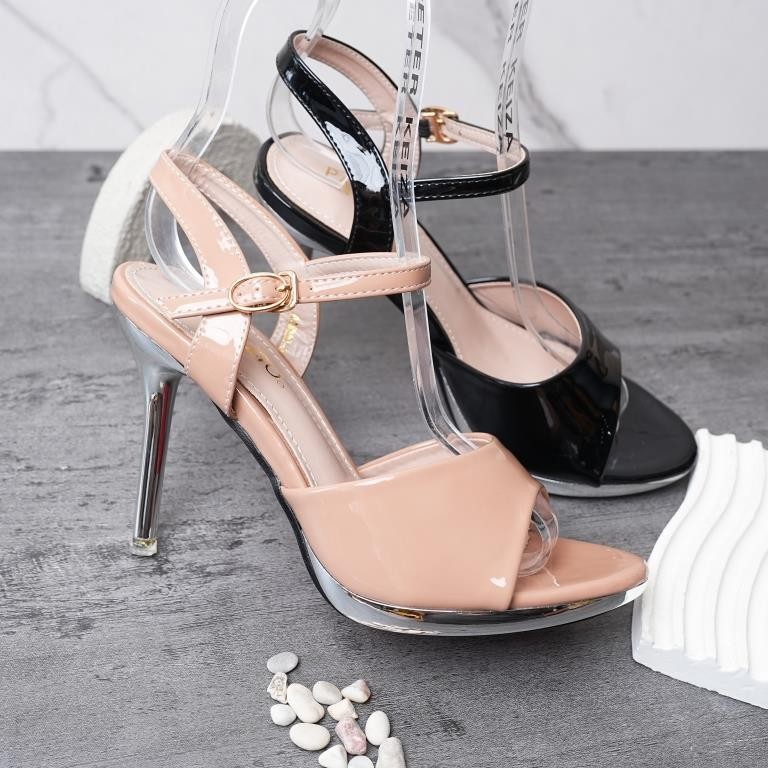 Patrizio Sepatu High Heels Wanita Slingback Polos Glossy Tinggi 10 cm AAM80-3