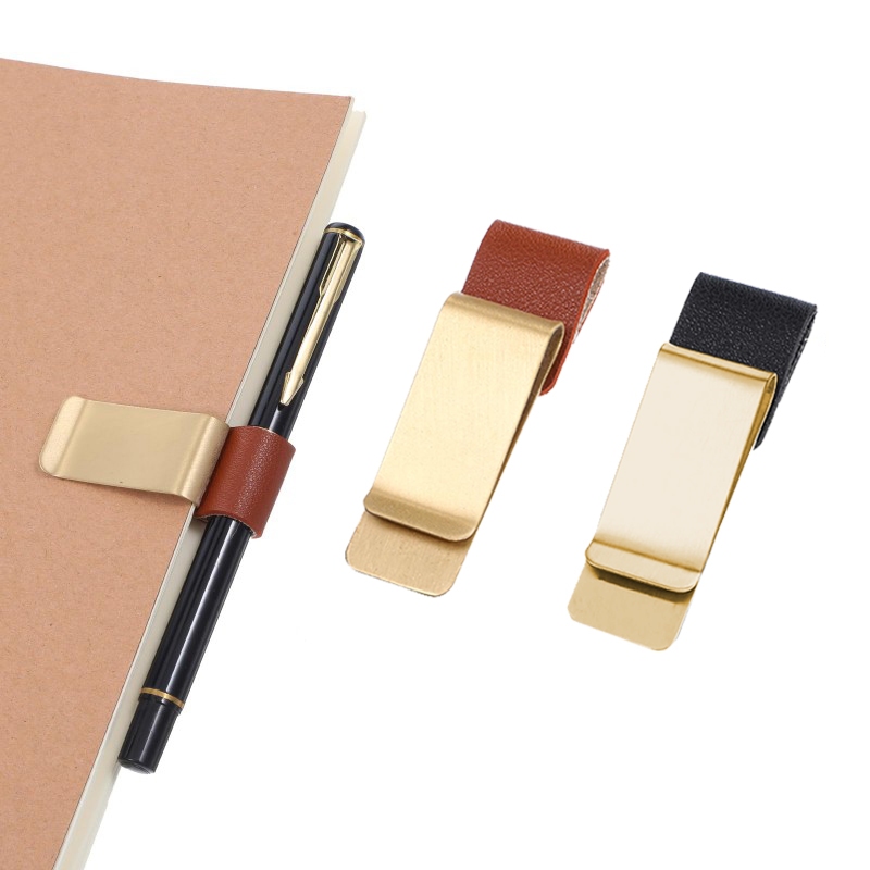 Pen Clip Leather Pen Holder Notebook Pen Holder Clip Rak Buku -