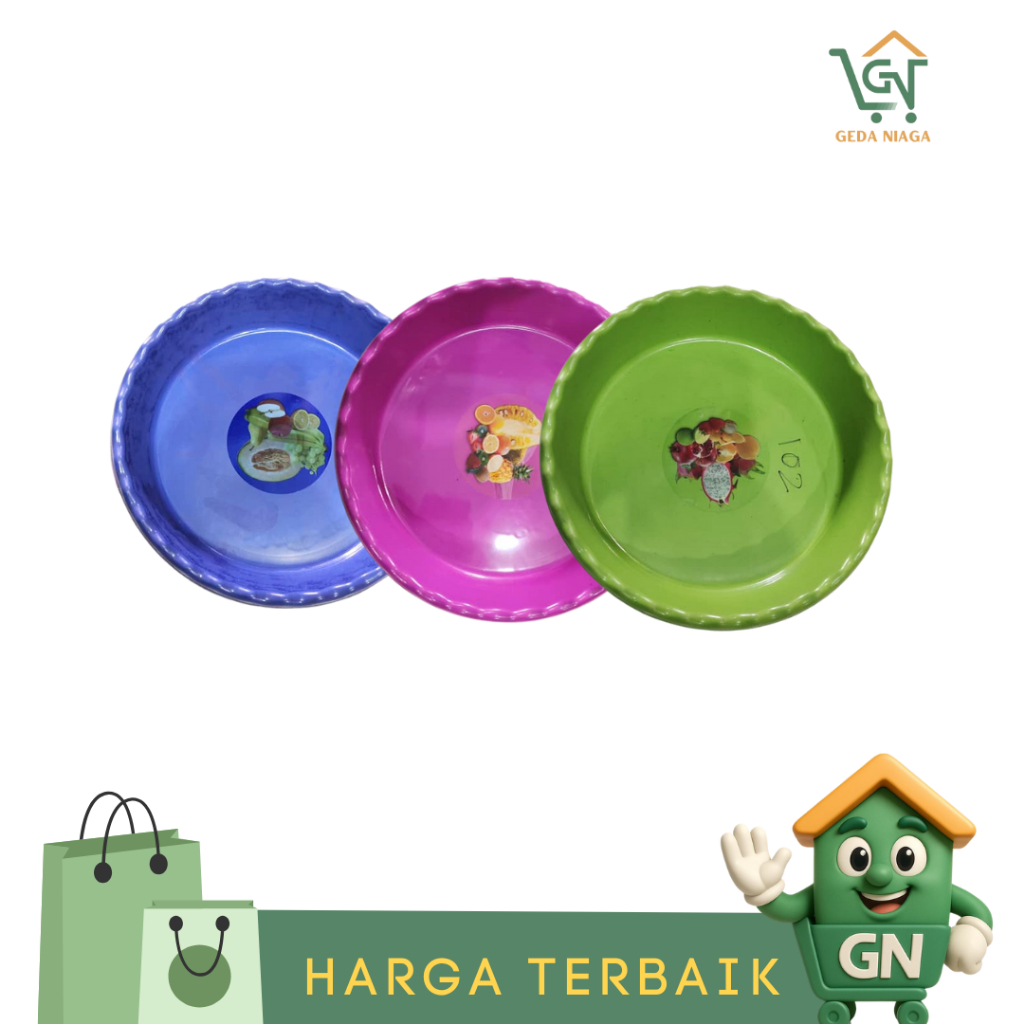 Nampan Plastik Bulat Kecil / Nampan Plastik Bulat Renda Gambar (12 PCS)