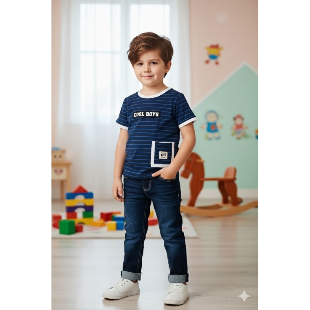 Setelan USON anak laki laki Kaos Bahan Premium Celana Panjang Bahan Soft Jeans_Oneset Anak Laki Laki