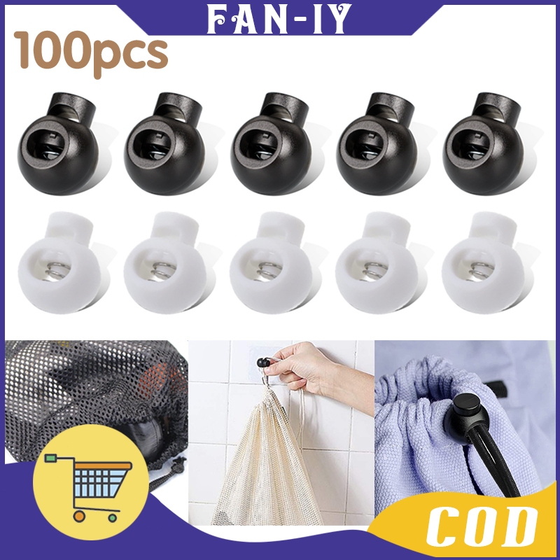 100pcs Stopper Ujung Tali Bulat Stopper Tali Celana Jaket Aksesoris DIY Stopper Tali Spring Buckle