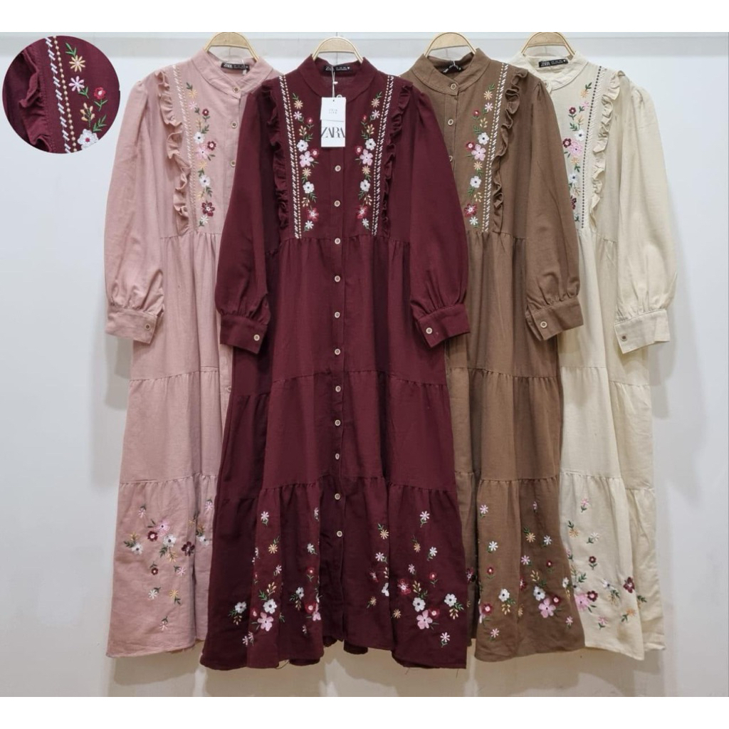 Gamis linen premium tiffany - Gamis linen premium terbaru - Gamis linen terbaru busui