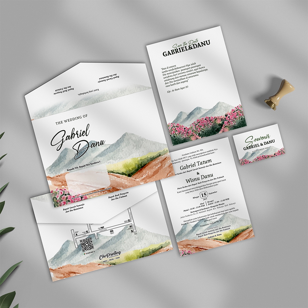 undangan pernikahan amplop+isi natural cho printing / undangan nikah kitan sunat amplop murah