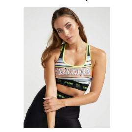 PE NATION - Sport Bra - Line Point Sports Bra - Print Racerback Graphic - S