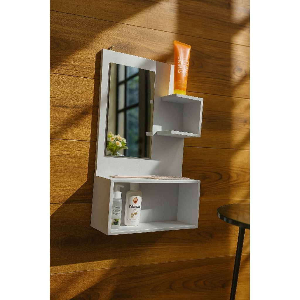 RAK DINDING CERMIN MINIMALIS // WADAH KOSMETIK DINDING // ESTETIK // FREE GANTUNGAN // PACKING AMAN 