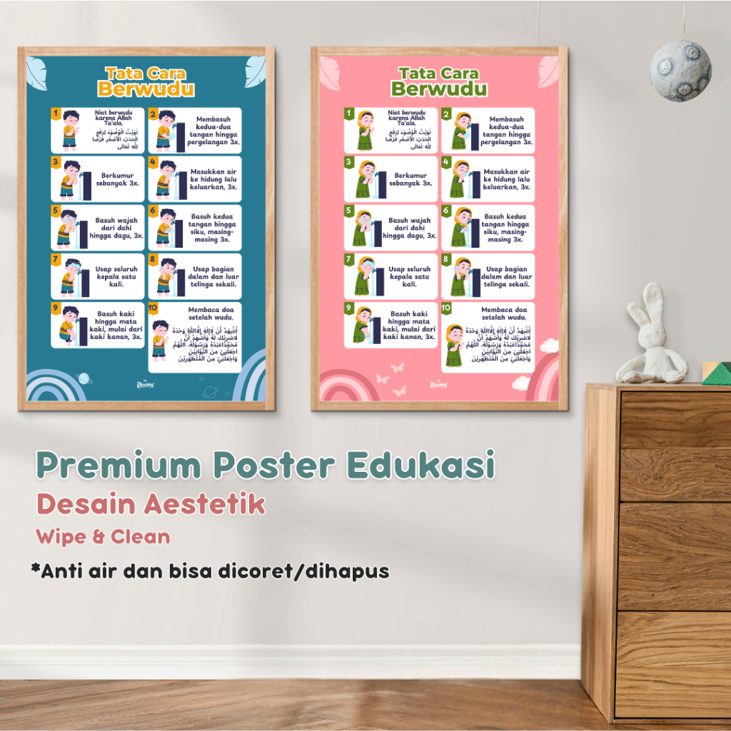 [WUDHU SERIES] Poster Edukasi Anak Tata Cara Wudhu | Poster Islami