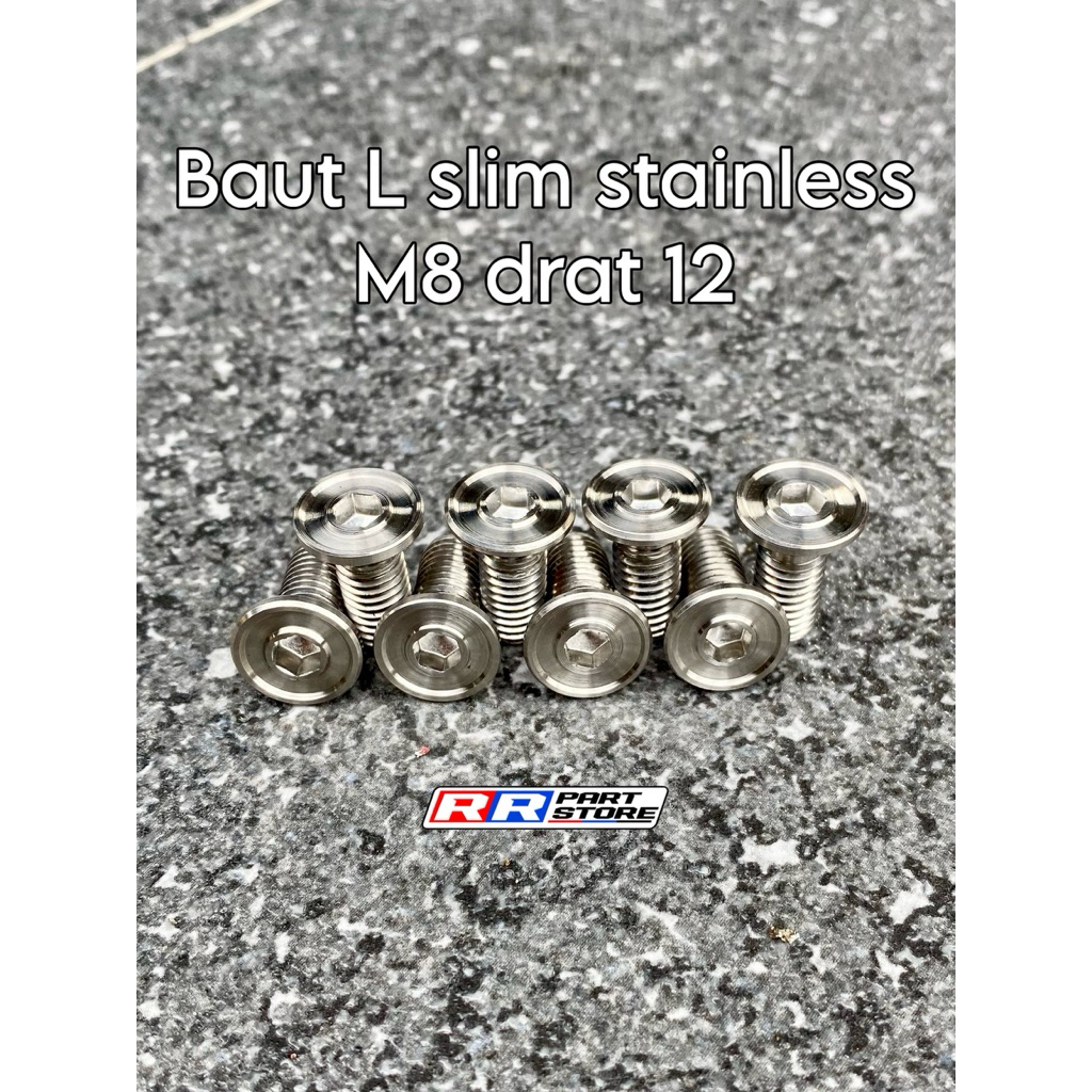baut L stainless custom SLIM M8 drat 12 MOTIF B