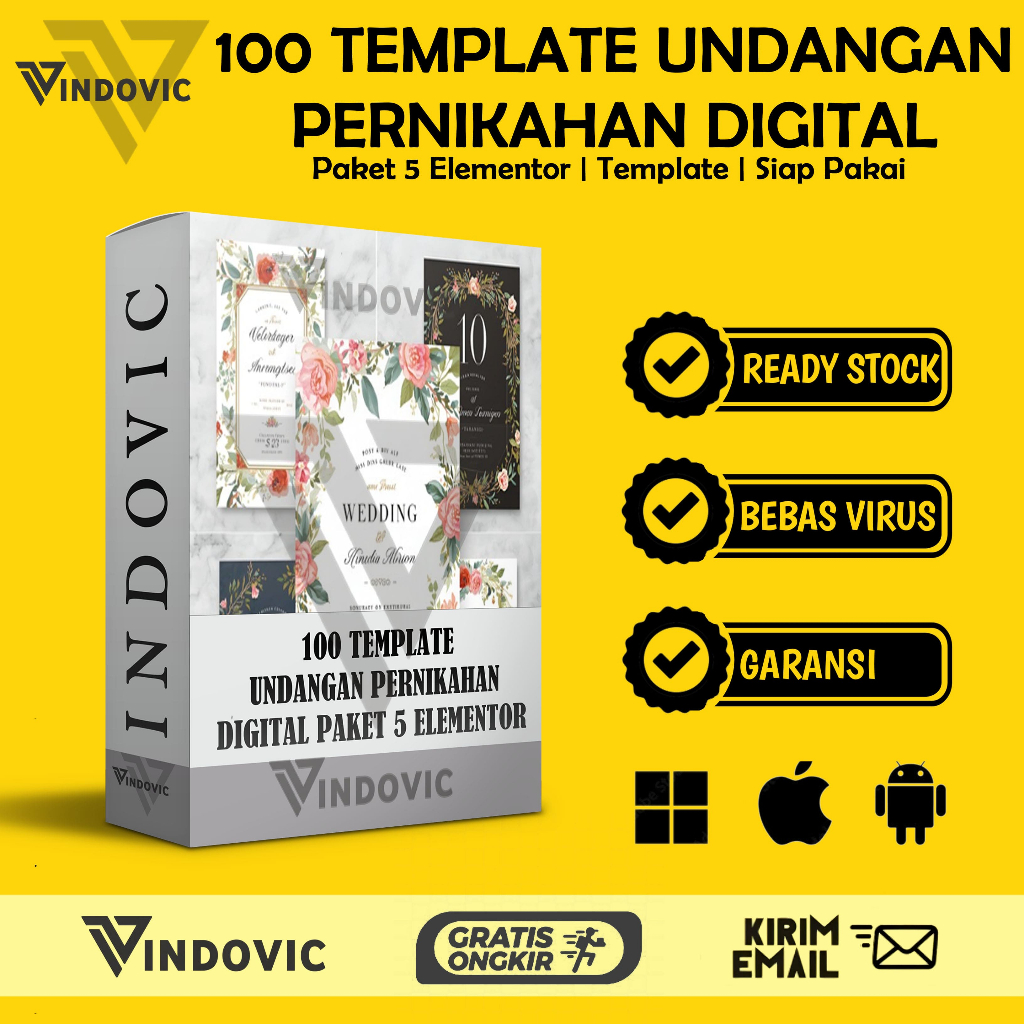 [T0407] 100 TEMPLATE UNDANGAN PERNIKAHAN DIGITAL PAKET 5 ELEMENTOR