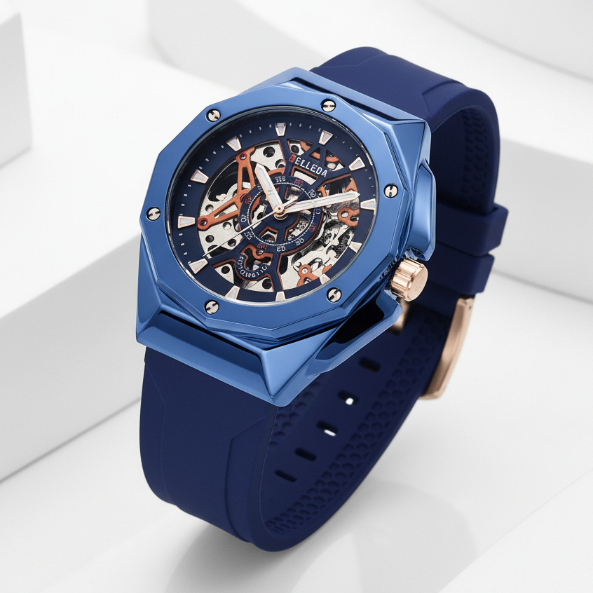 Jam Tangan Pria Belleda 9476 Strap Rubber Automatic Anti Air 3 Atm Man Watches Populer