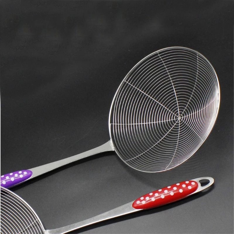 Saringan Minyak / Serok Gorengan Gagang Motif Polkadot Stainless Steel