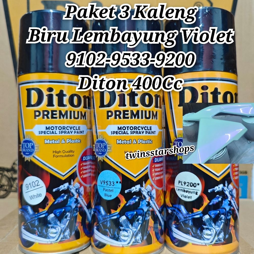 Pilok Pylox Cat Diton Premium Paket 3 Kaleng Biru Lembayung Violet 9200 Pastel Blue 9533 Putih White