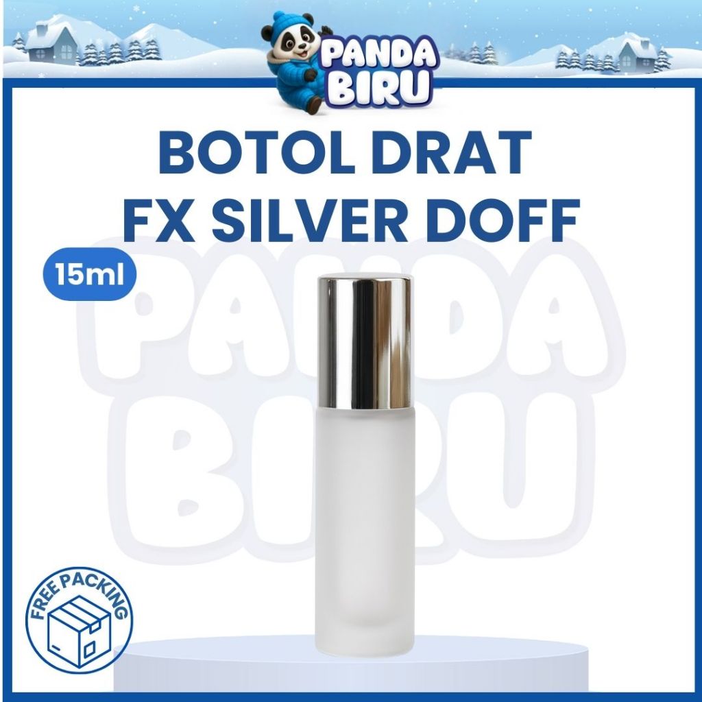 Botol Parfum FX Silver Doff 15ml - Botol Kaca Winyak Wangi Premium - Travel Size