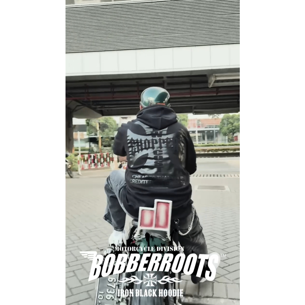 BobberRoots Sweater Hoodie Pria Black/Grey - Lowcost Choppers