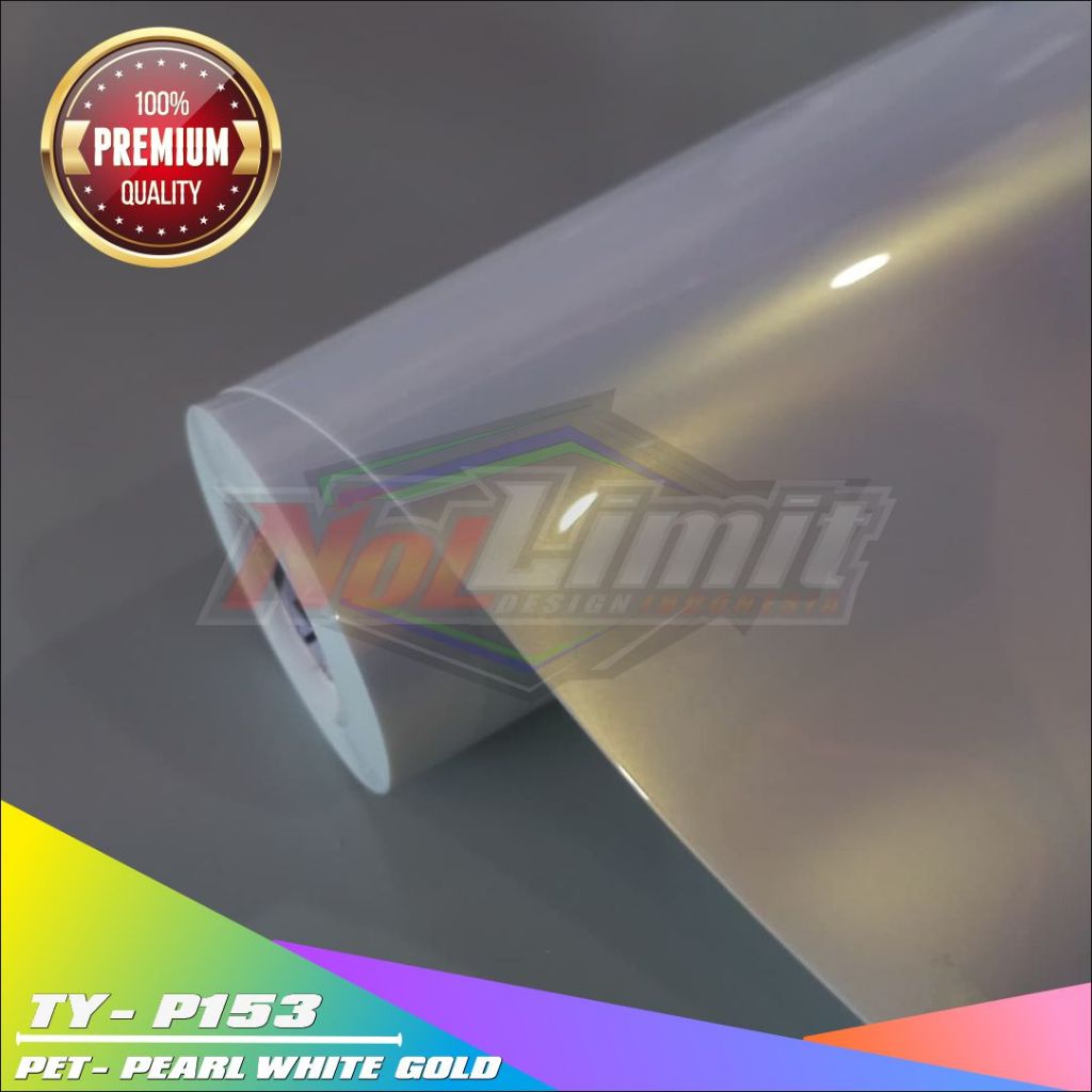Sticker Skotlet PET Pearl White Gold / Sticker PET Lembayung Pearl White Gold Premium [ROLL]