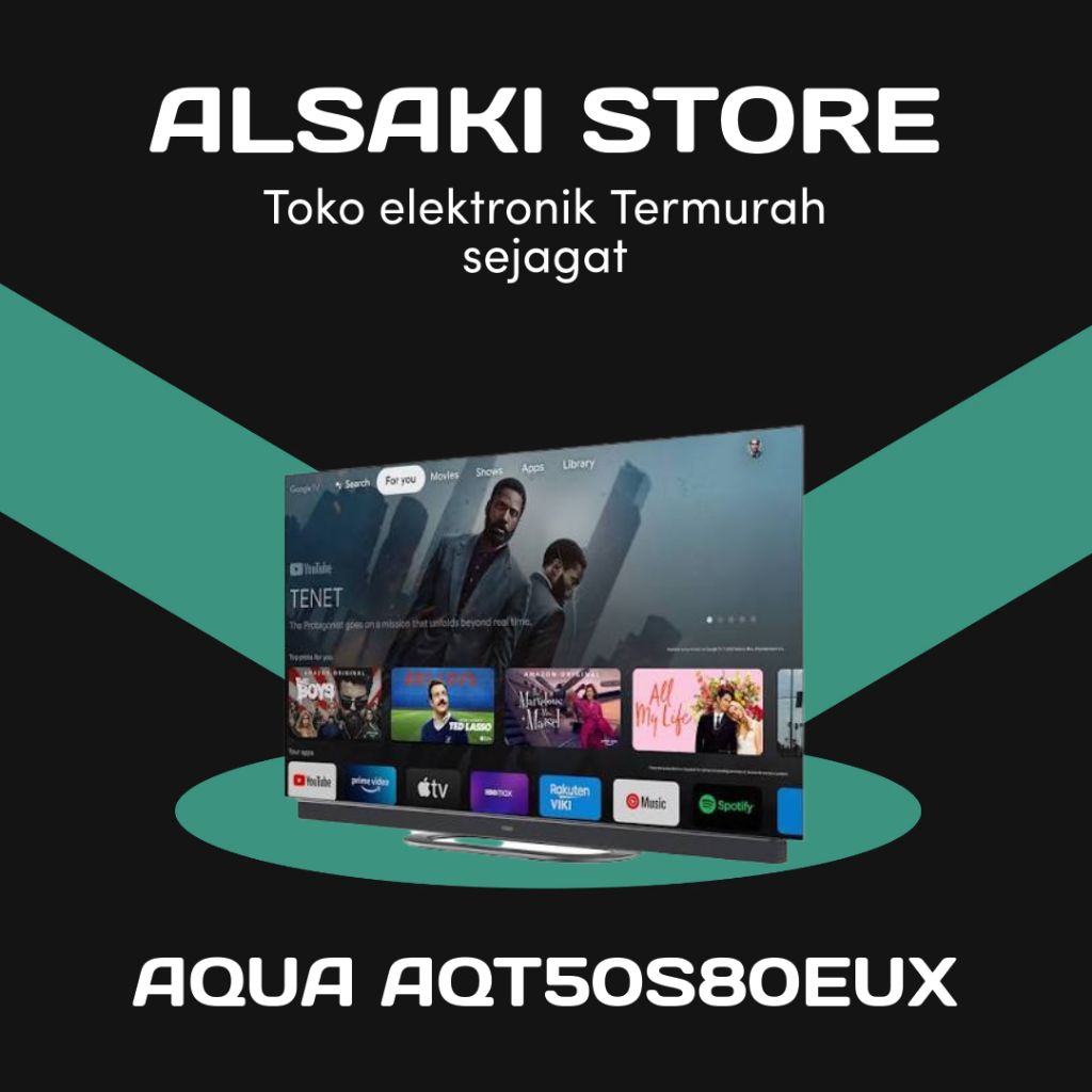 AQUA AQT50S80EUX/50S80 4K QLED TV Google tv 50 inch