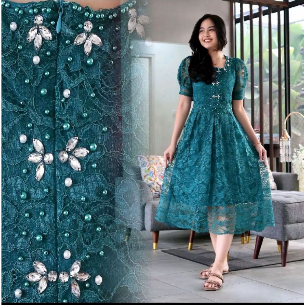 NIRINI TERBARU BRUKAT DRESS NATAL PAYET MEWAH MURAH / DRESS BROKAT PESTA KONDANGAN LENGKAP UKURAN / 