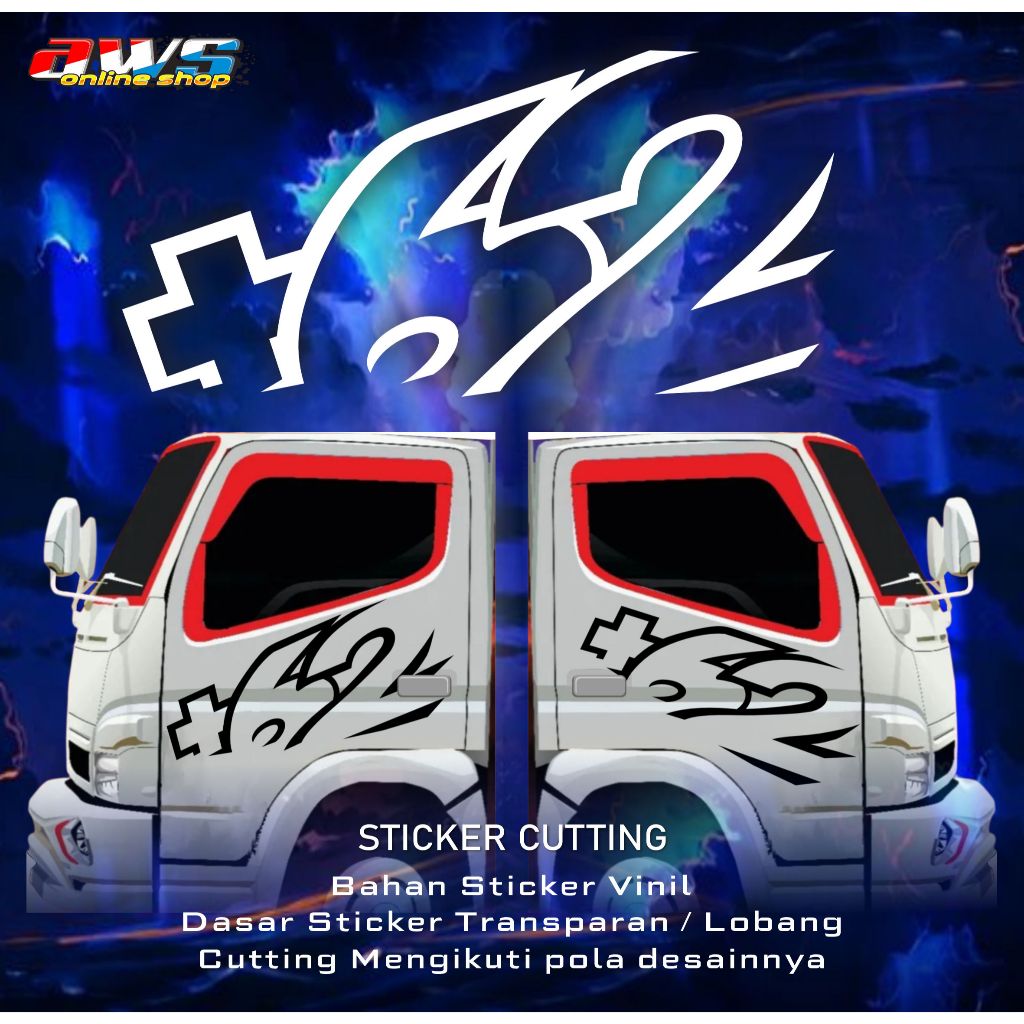 Sticker Cutting Pintu Mobil Truck , Kaca Mobil Truck Canter Bahan Vinil Tahan Lama